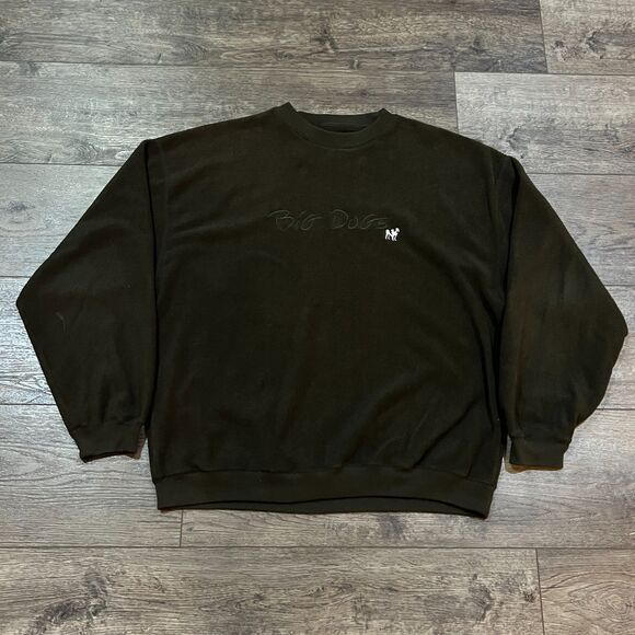 Vintage 90s Big Dogs Forest Green Embroidered Fleece Sweatshirt Deep Pile - XL - Picture 1 of 6